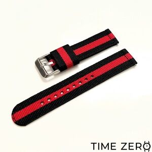 New Black/Red 2-Piece Ribbed Nylon Watch Strap (Clearance)